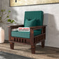 Solid Wood Single Seater Sofa with Natural & Walnut Finish and Cushioned Comfort