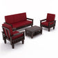 Solid Wood 5 Seater Sofa Set (3 Seater + 2 Single Seaters) | Natural & Walnut Finish with Cushioned Comfort