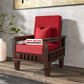 Solid Wood Single Seater Sofa with Natural & Walnut Finish and Cushioned Comfort