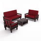 Premium Solid Wood 6 Seater Sofa Set (3+2+1) with Cushioned Seating | Natural & Walnut Finish