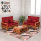 Solid Wood 4 Seater Sofa Set (Set of 2) | Natural & Walnut Finish Wooden Sofa with Cushions