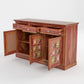 Solid Teak Wood Storage Cabinet with Handcrafted Tile Doors