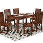 Solid Wood 6 Seater Dining Table Set with Slatted Back Chairs