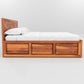 Solid Wood Storage Bed with Designer Panel Headboard – King Size Wooden Bed