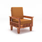 Solid Wood Single Seater Sofa with Natural & Walnut Finish and Cushioned Comfort