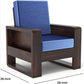 Solid Wood 4 Seater Sofa Set with Blue Polycotton Cushions | Without Center Table