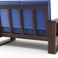 Solid Wood 4 Seater Sofa Set with Blue Polycotton Cushions | Without Center Table