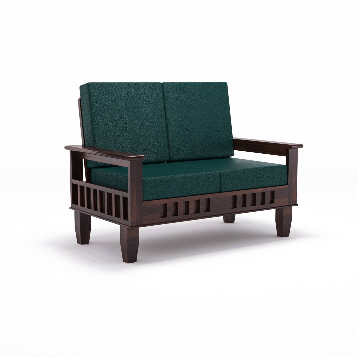 Solid Sheesham Wood 4 Seater Wooden Sofa Set with Polycotton Cushions