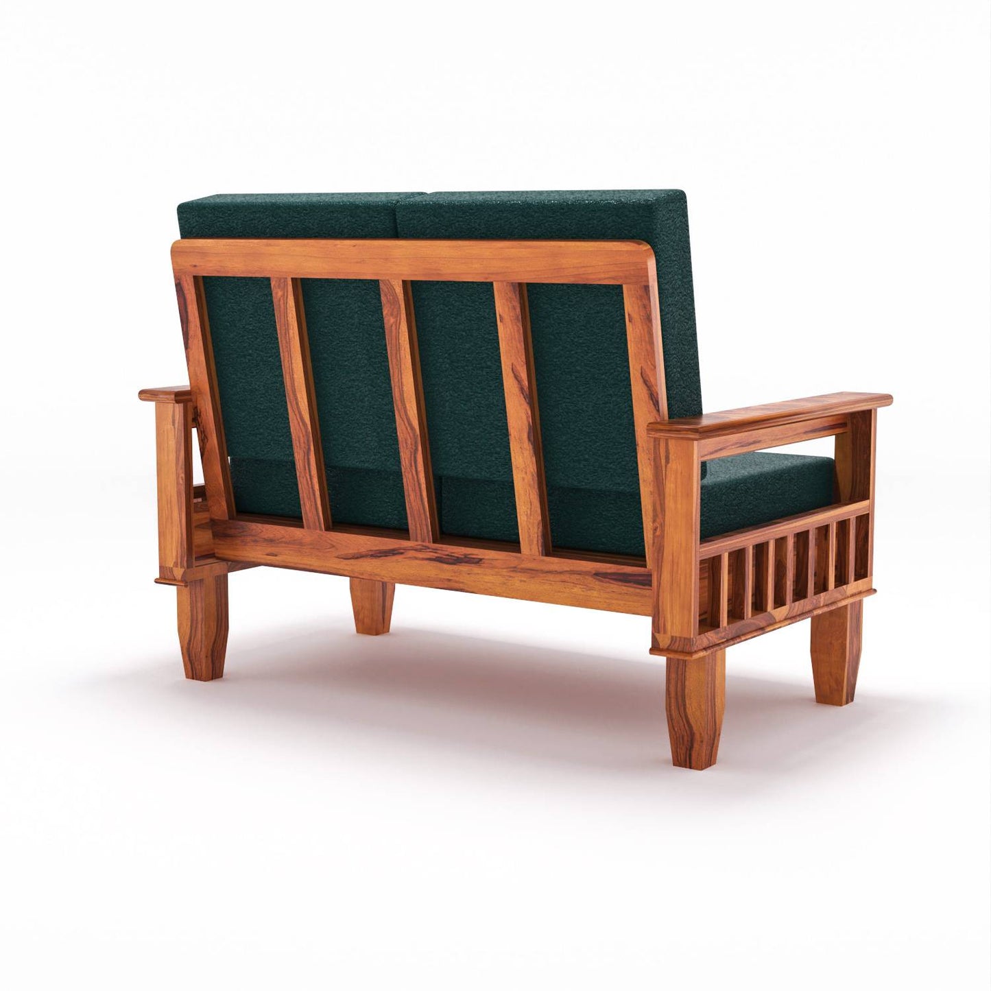 Solid Sheesham Wood 4 Seater Wooden Sofa Set with Polycotton Cushions