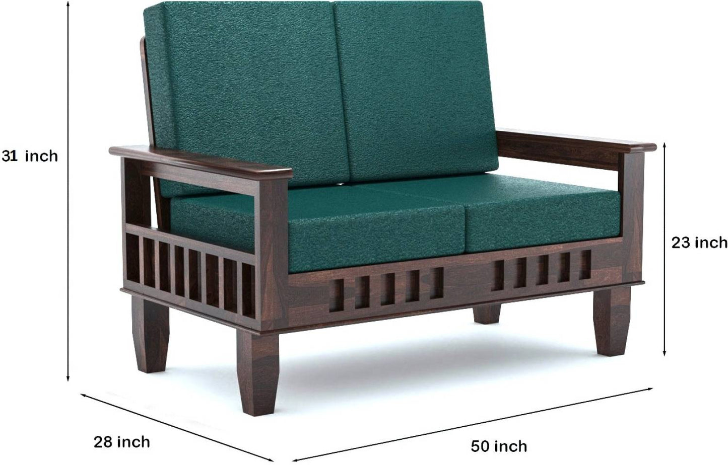 Solid Sheesham Wood 4 Seater Wooden Sofa Set with Polycotton Cushions