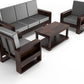 Solid Wood 4 Seater Sofa Set with Bottle Grey Polycotton Cushions & Center Table