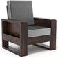 Solid Wood 4 Seater Sofa Set with Bottle Grey Polycotton Cushions & Center Table