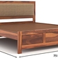 Handcrafted Solid Wood King Size Bed with Upholstered Headboard