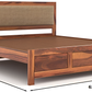 Handcrafted Solid Wood King Size Bed with Upholstered Headboard