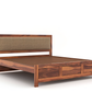 Handcrafted Solid Wood King Size Bed with Upholstered Headboard