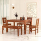 Solid Wood 6 Seater Dining Table Set with Bench