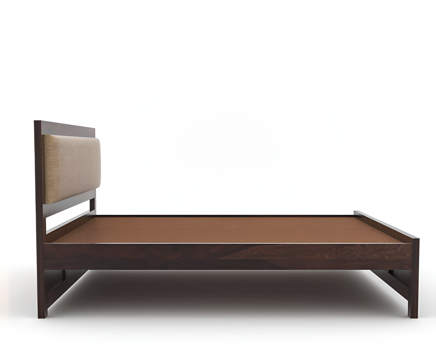 Handcrafted Solid Wood King Size Bed with Upholstered Headboard