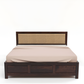 Handcrafted Solid Wood King Size Bed with Upholstered Headboard