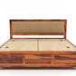 Handcrafted Solid Wood King Size Bed with Upholstered Headboard