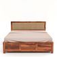 Handcrafted Solid Wood King Size Bed with Upholstered Headboard