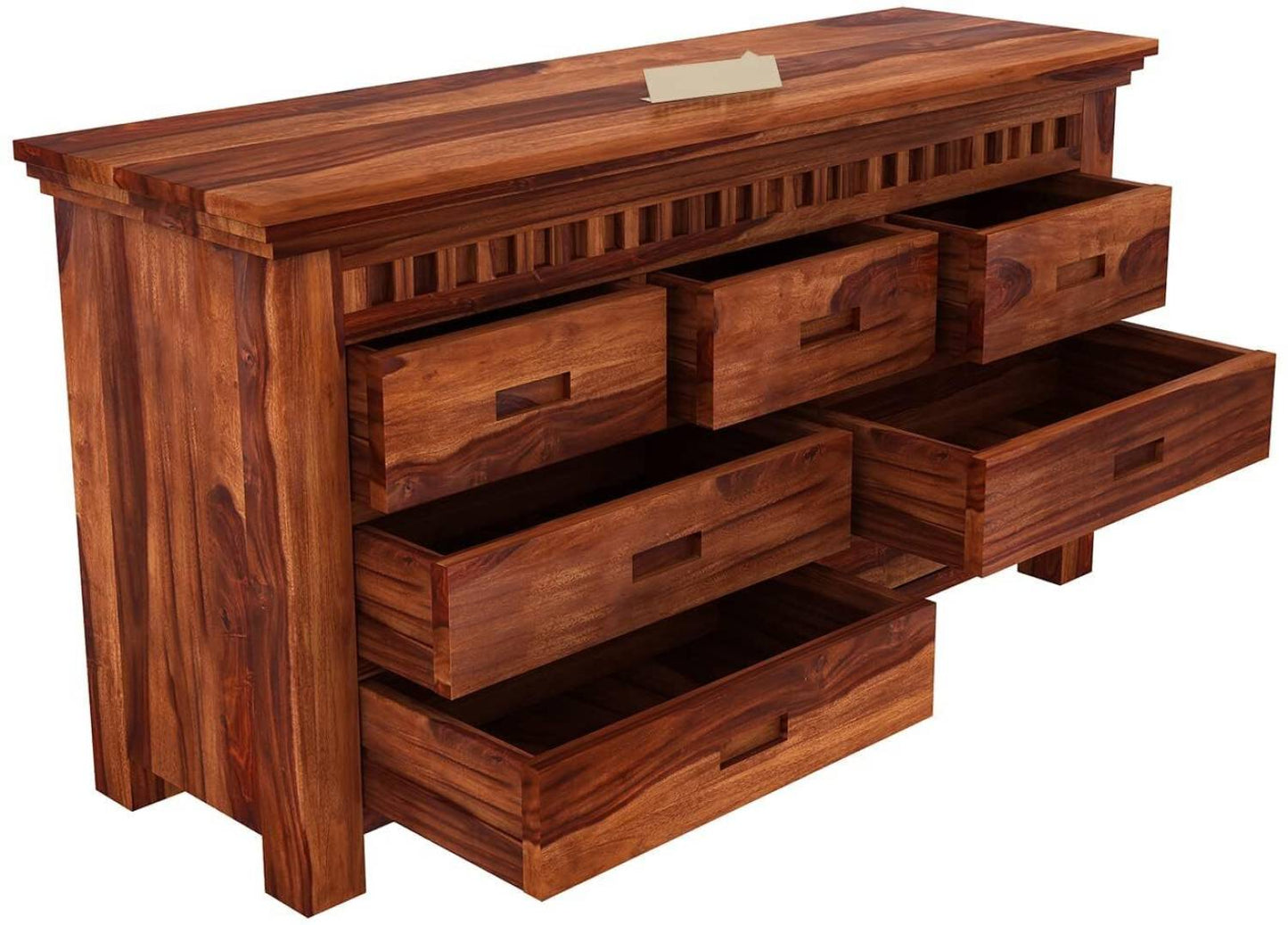 Solid Sheesham Wood Chest of Drawers with 7 Storage Drawers