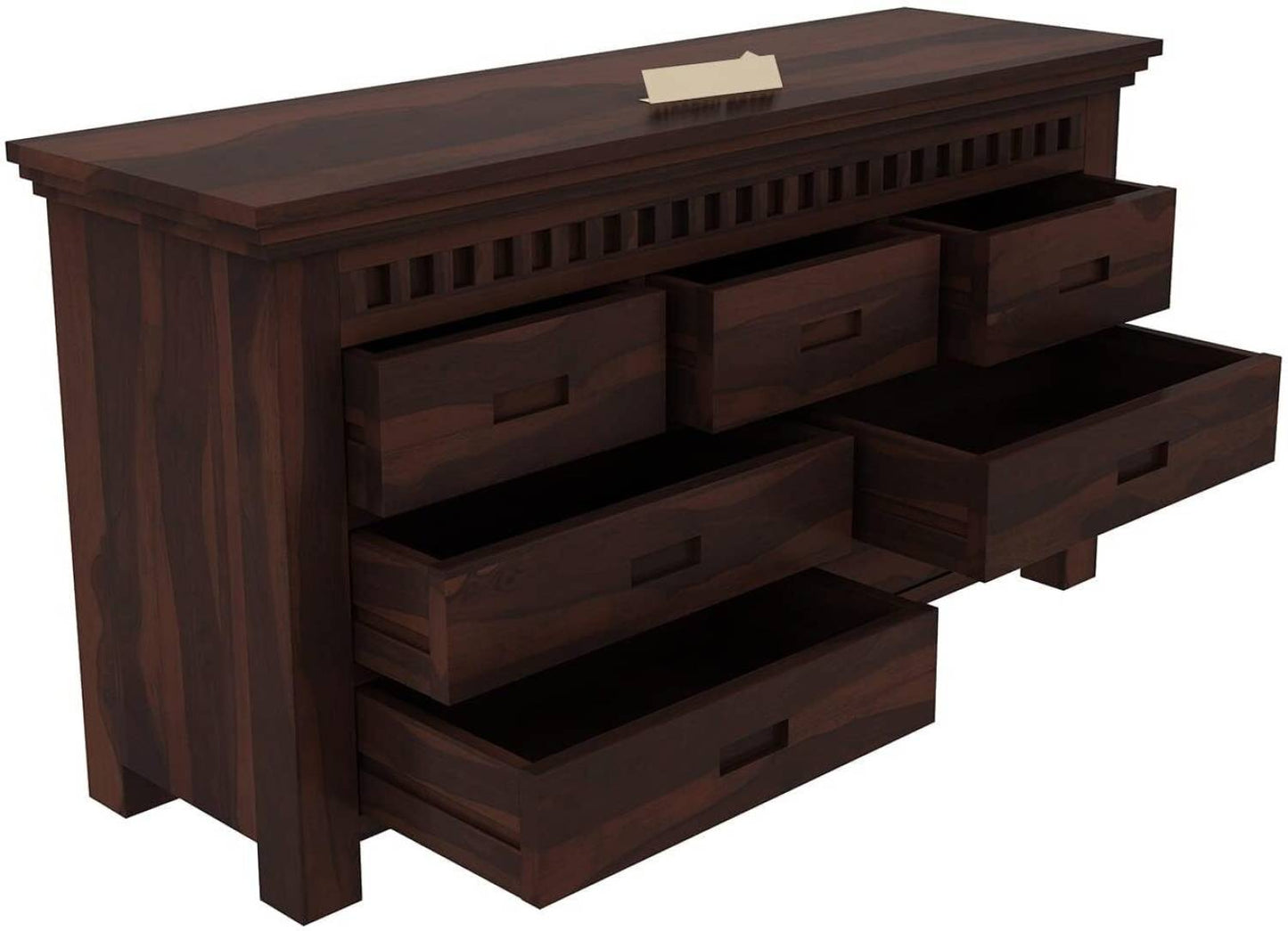 Solid Sheesham Wood Chest of Drawers with 7 Storage Drawers