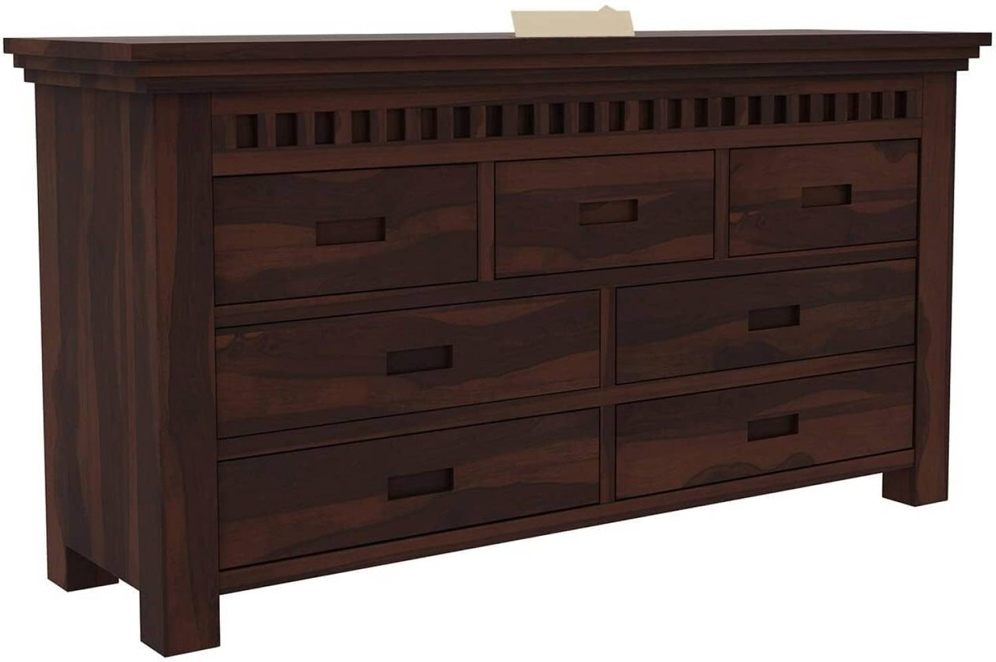 Solid Sheesham Wood Chest of Drawers with 7 Storage Drawers