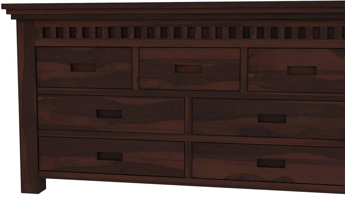 Solid Sheesham Wood Chest of Drawers with 7 Storage Drawers