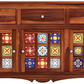 Handcrafted Solid Wood Sideboard with Ceramic Tile Doors & Storage Drawers