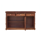 Handcrafted Solid Wood Sideboard with 3D Geometric Carved Doors & Top Drawers