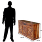 Handcrafted Solid Wood Sideboard with 3D Geometric Carved Doors & Top Drawers