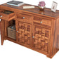 Solid Sheesham Wood Sideboard Cabinet with 3D Carved Doors & Drawers