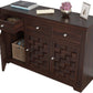 Solid Sheesham Wood Sideboard Cabinet with 3D Carved Doors & Drawers