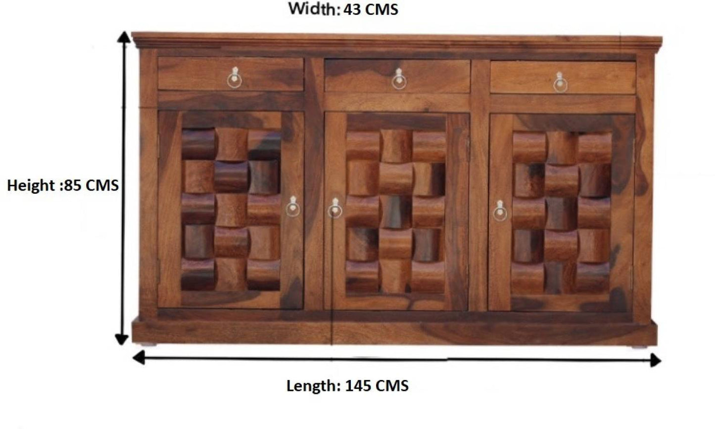 Solid Wood 3-Drawer 3-Door Carved Sideboard Storage Cabinet